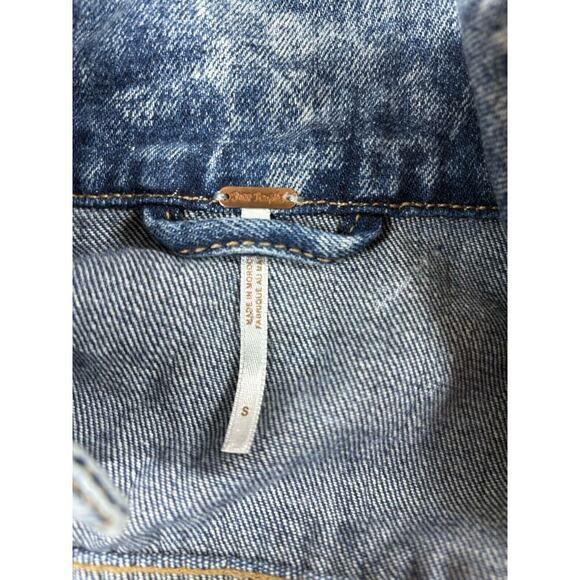 Free People Jacket Womens Size S Indigo Blue Rumors Denim Distressed Cropped New - Picture 10 of 11